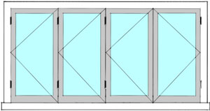 Bi fold window 3L 1R