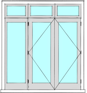 French door set with single side lite and toplites
