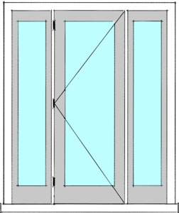 One lite door hung in frame with twin sidelites