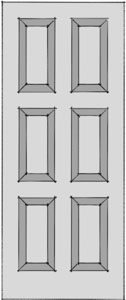 Six panel door leaf