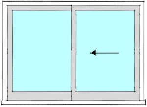 Two leaf slider 1 door fixed