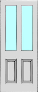 Two lite door leaf with two panels